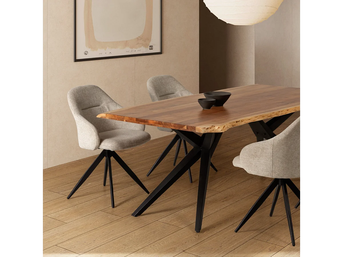 Set aus 2 drehbaren Sesseln aus Stoff mit schwarzen Metallbeinen - TAMARA