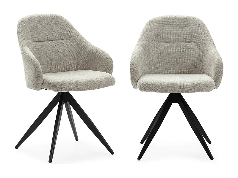 Set di 2 poltrone girevoli in tessuto con gambe in metallo nero - TAMARA
