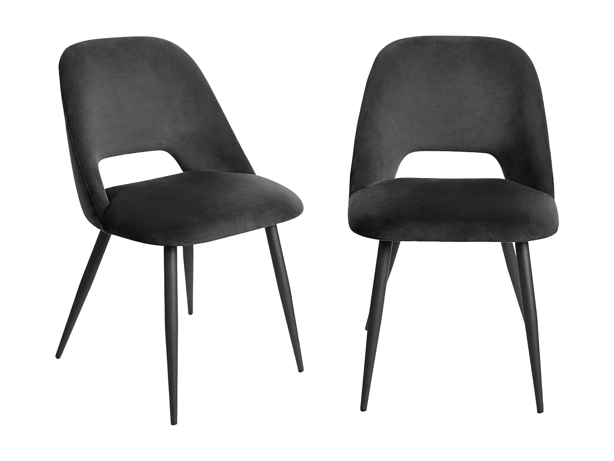 Lot de 2 chaises de séjour en tissu avec piètement en métal noir L58 cm - AIMABLE