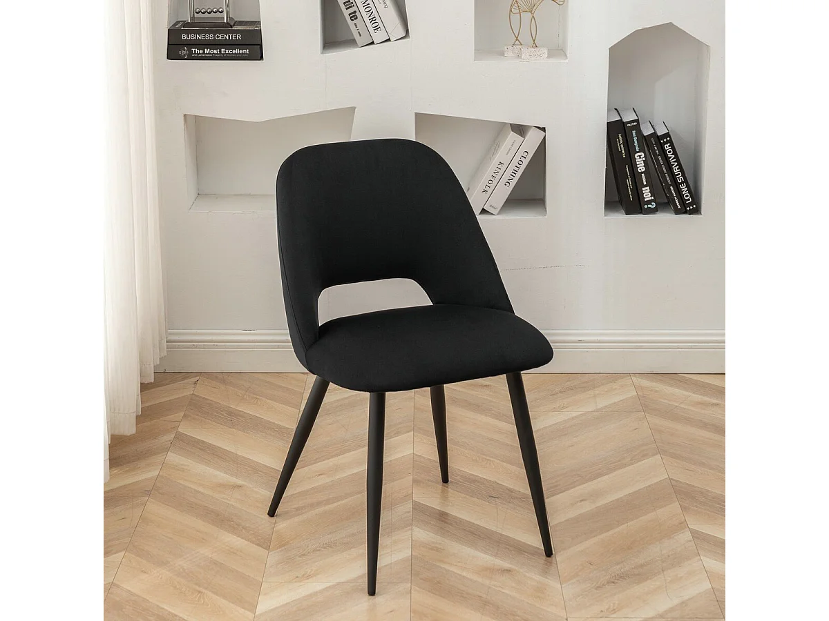 Lot de 2 chaises de séjour en tissu avec piètement en métal noir L58 cm - AIMABLE