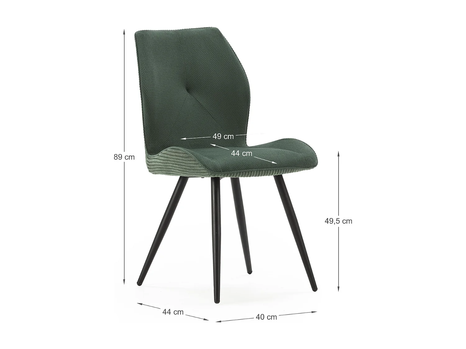 Lot de 2 chaises en tissu avec pieds en métal noir L45 cm - ADAYA