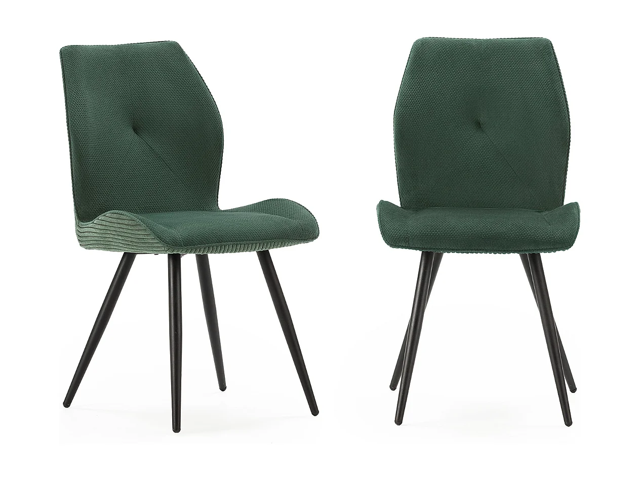 Set di 2 sedie in tessuto con gambe in metallo nero L45 cm - ADAYA