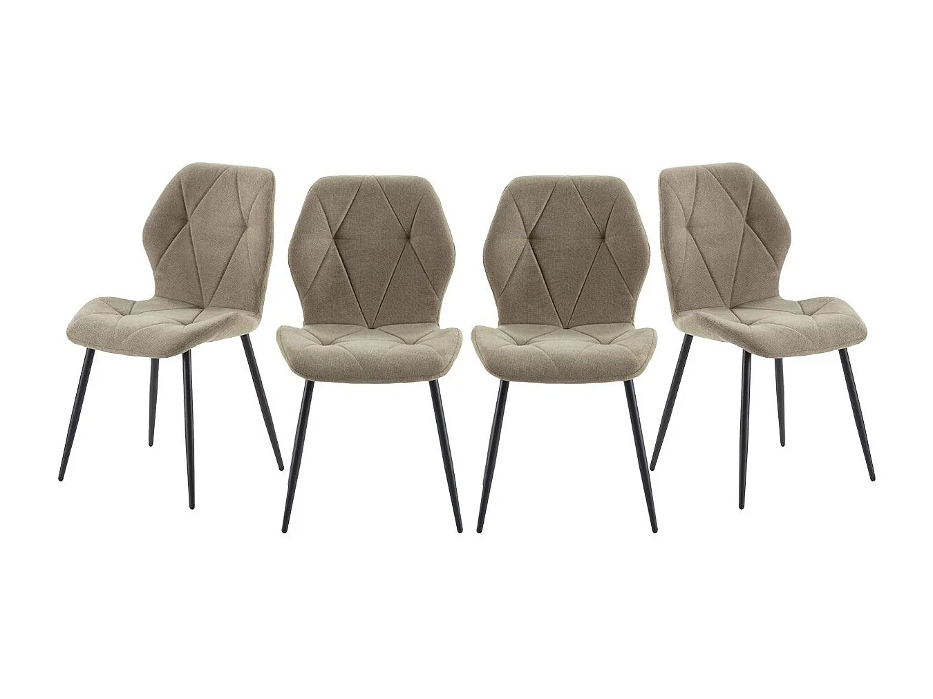 Lot de 4 chaises en tissu avec pieds en métal noir L47,5 cm - LUNA