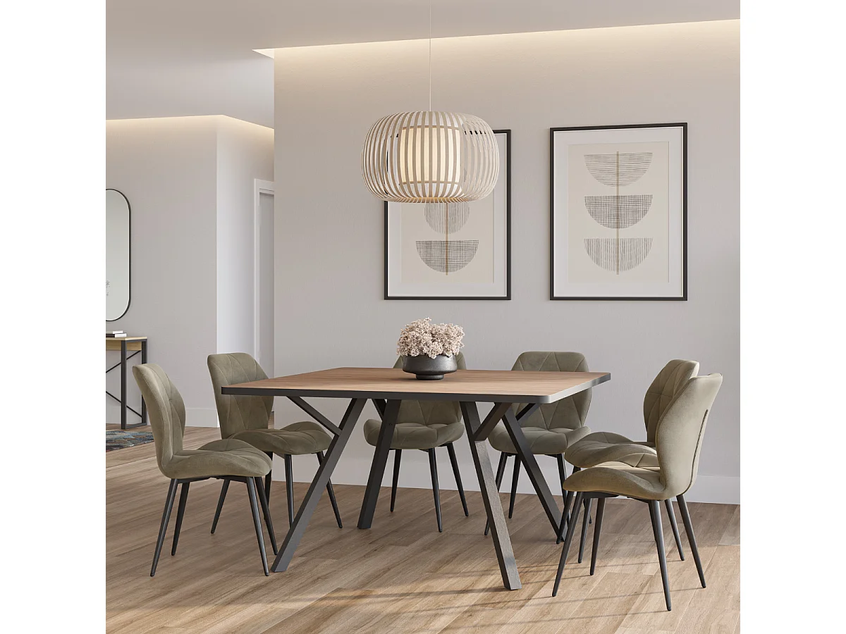 Lot de 4 chaises en tissu avec pieds en métal noir L47,5 cm - LUNA