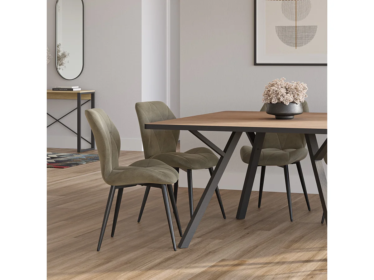 Lot de 4 chaises en tissu avec pieds en métal noir L47,5 cm - LUNA