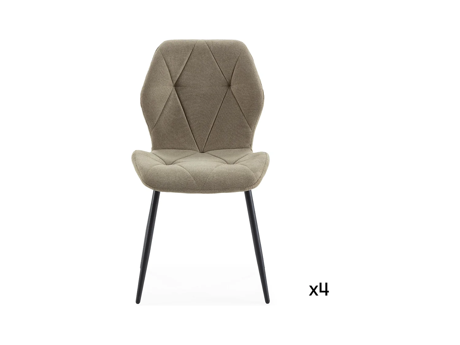Lot de 4 chaises en tissu avec pieds en métal noir L47,5 cm - LUNA