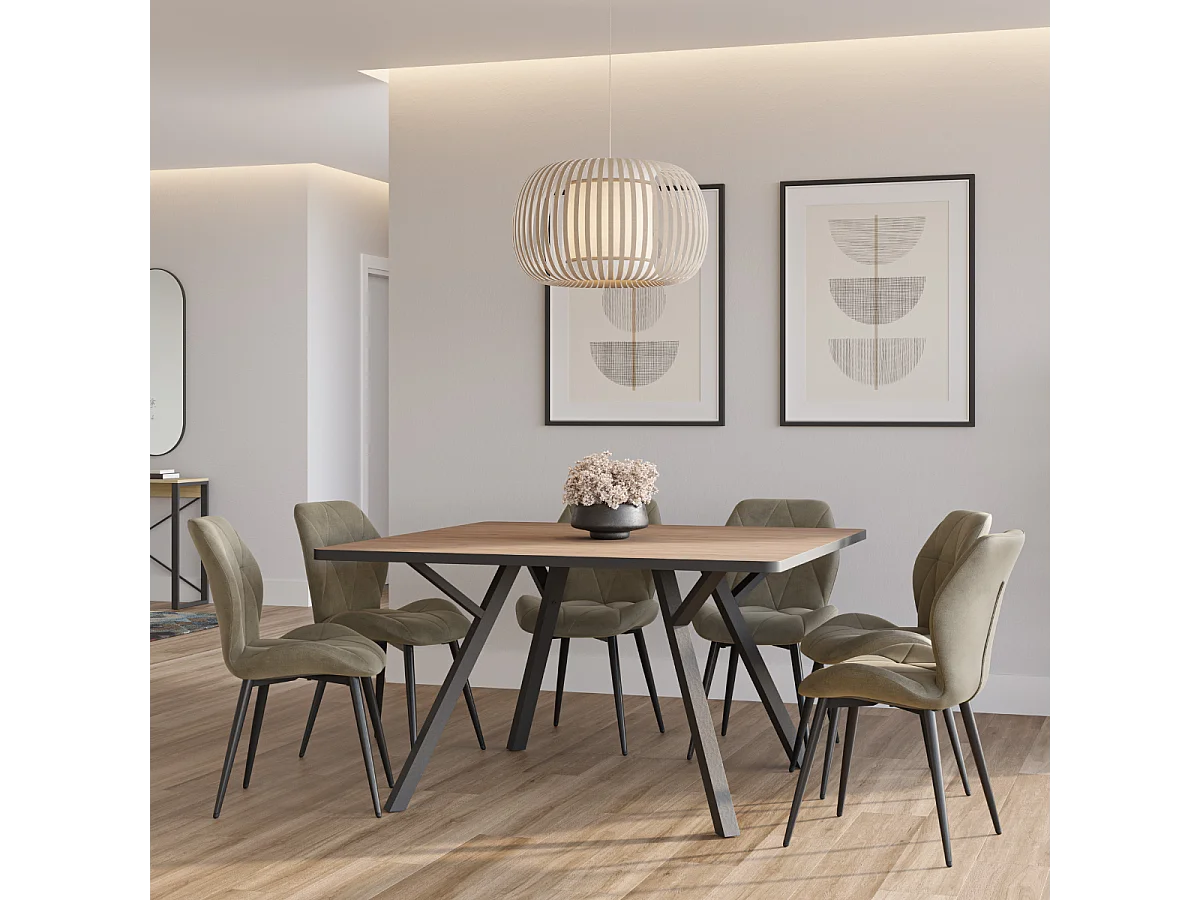 Set van 4 stoelen in stof met zwarte metalen poten L47,5 cm - LUNA