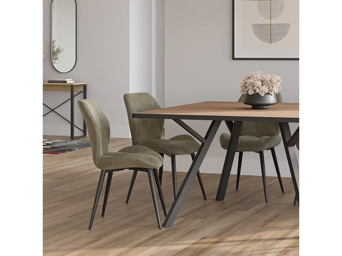 Set van 4 stoelen in stof met zwarte metalen poten L47,5 cm - LUNA