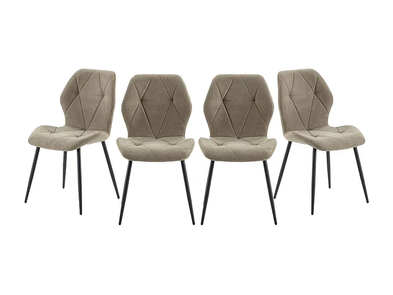 Lot de 4 chaises en tissu avec pieds en métal noir L47,5 cm - LUNA