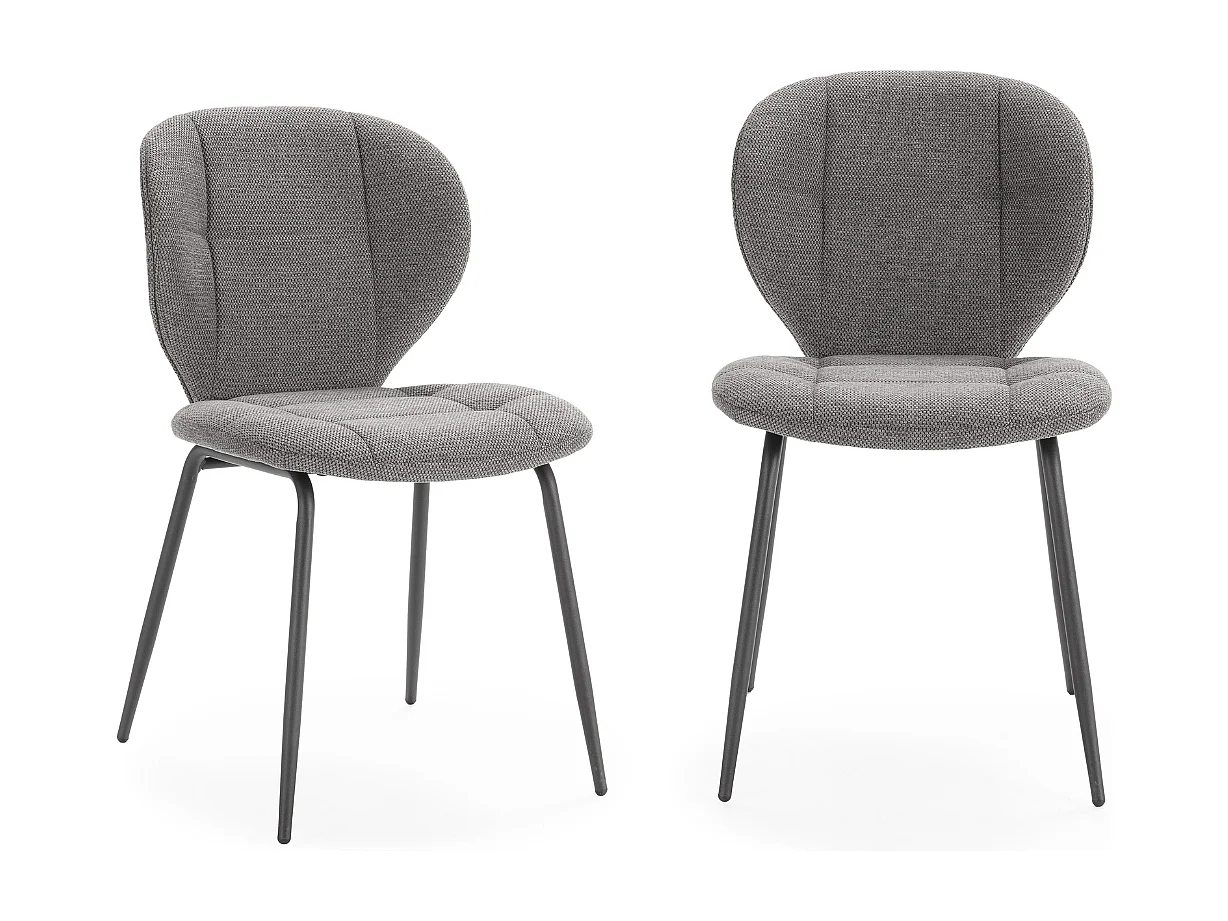 Lot de 2 chaises en tissu avec pieds en métal noir L50 cm - LUCY