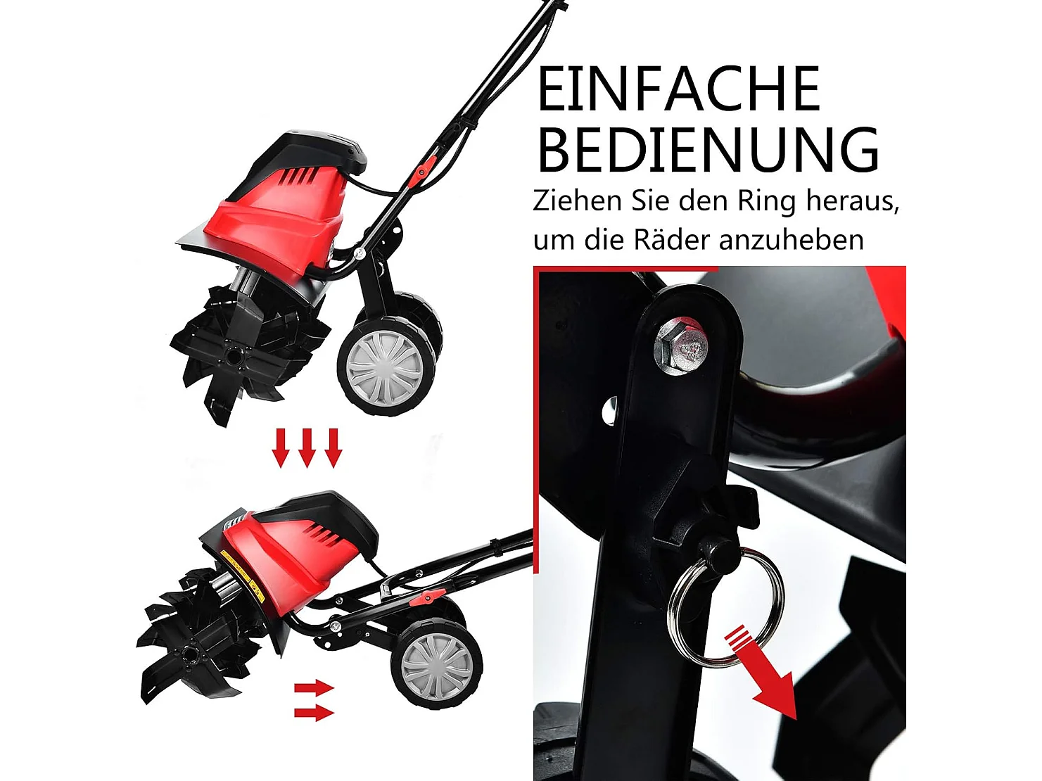 Elektrische grondfrees, tuinfrees, 6 hakmessen, 1500 W, 22 cm werkdiepte, 43 cm werkbreedte, 400 omw/mSF5709