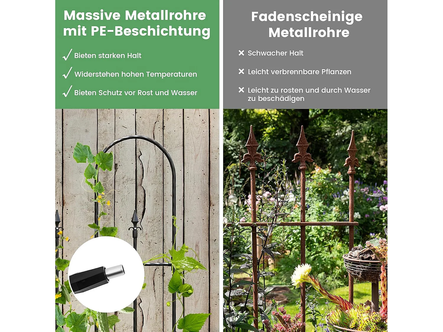 Trellis, 146 x 186 cm, klimhulp in de tuin, om in te steken, voor klimplanten, bloemen en rozen