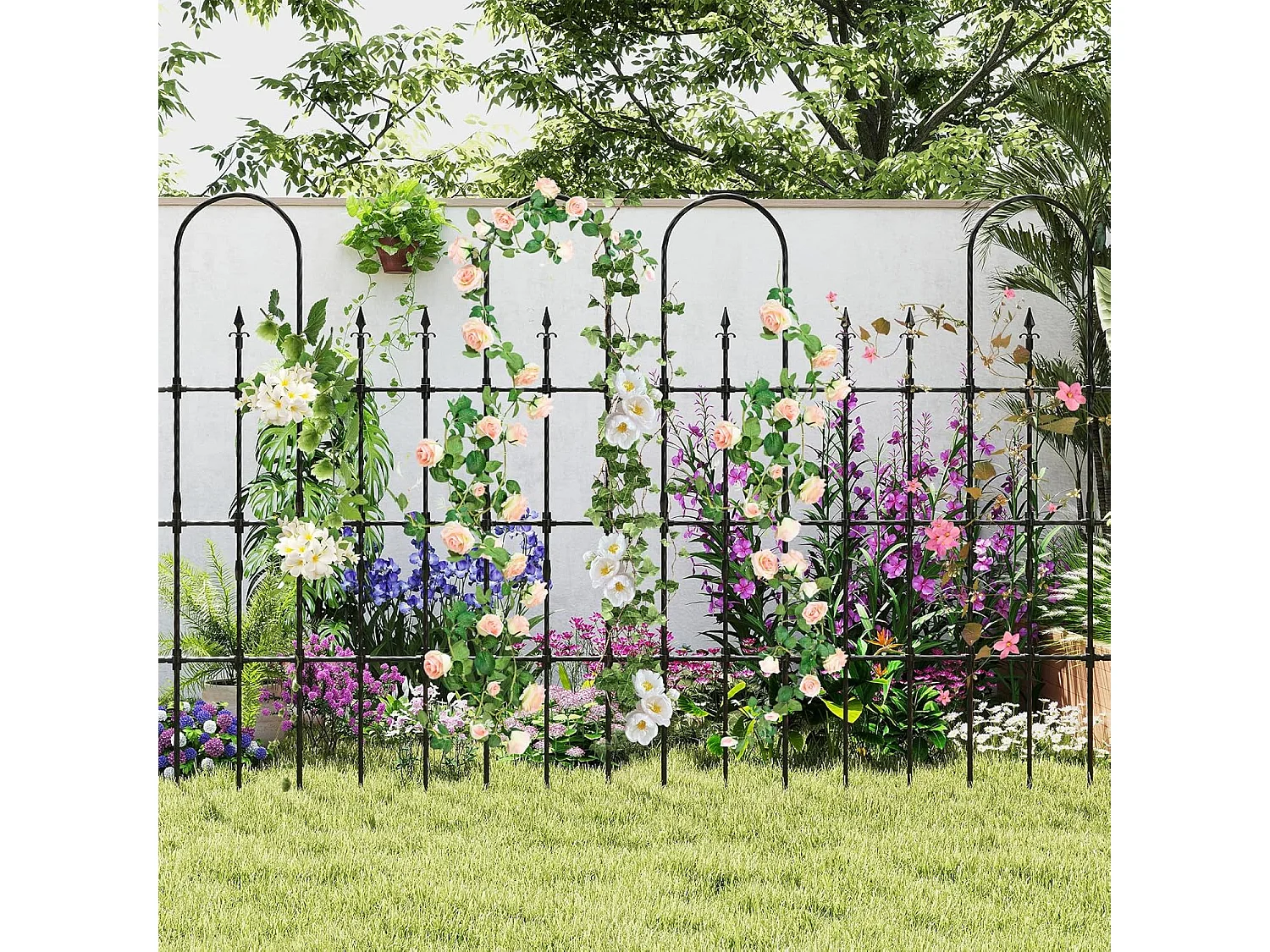 Trellis, 146 x 186 cm, klimhulp in de tuin, om in te steken, voor klimplanten, bloemen en rozen
