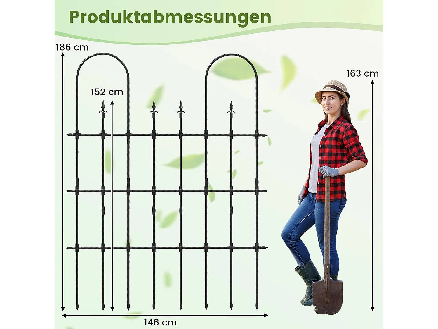 Trellis, 146 x 186 cm, klimhulp in de tuin, om in te steken, voor klimplanten, bloemen en rozen