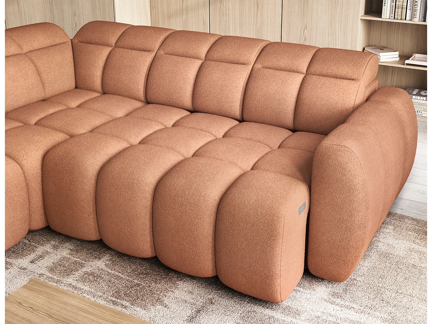 Divano d'angolo Vineam L/Tessuto/Arancia