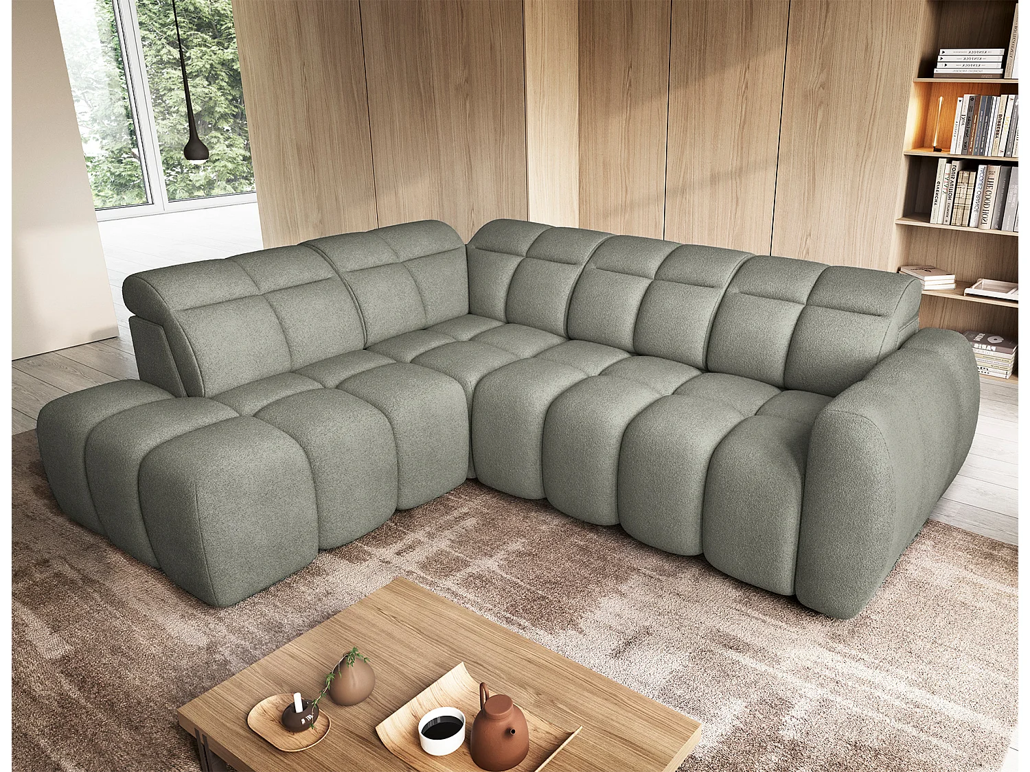 Divano d'angolo Vineam L/Tessuto/Verde