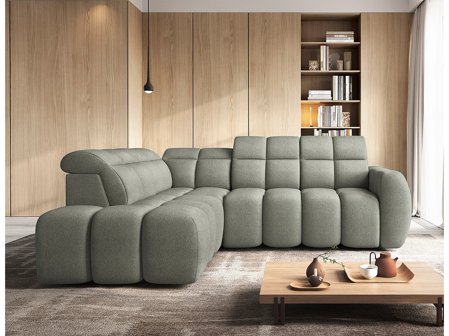 Divano d'angolo Vineam L/Tessuto/Verde