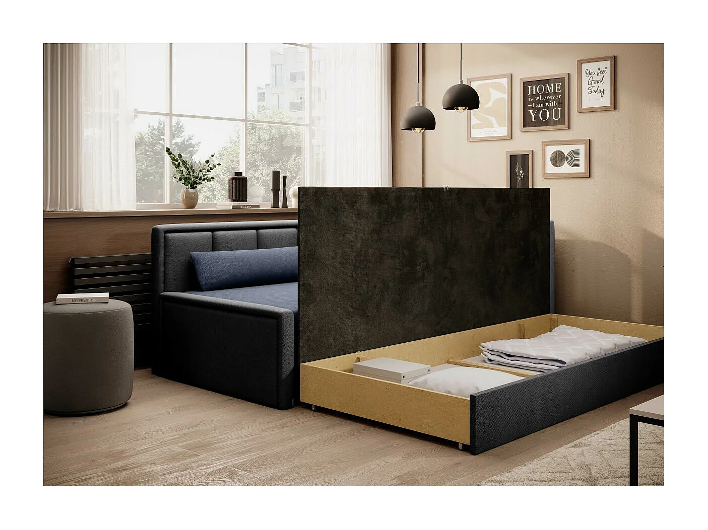 3 Pers. Divano Fulgeo R/Tessuto/Antracite&Blu