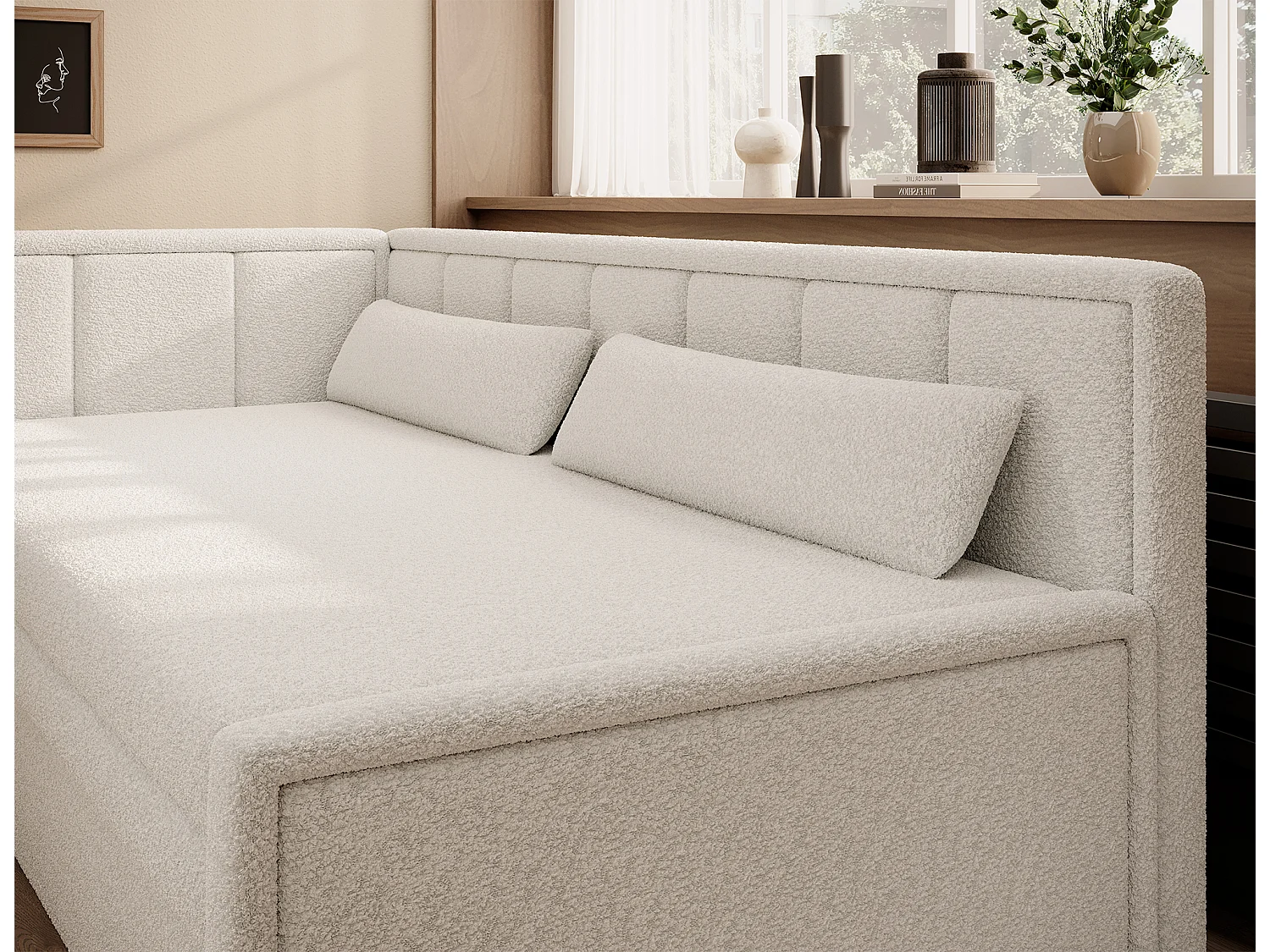 3 Pers. Canapé Fulgeo L/Tissu-Bouclé/Blanc