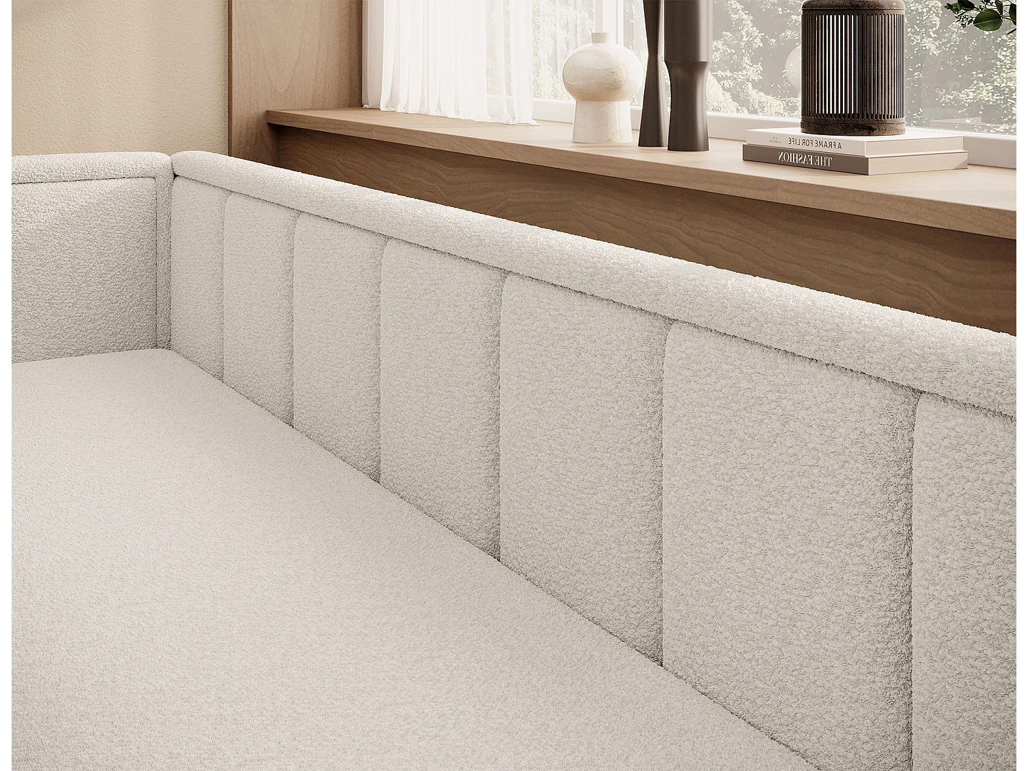 3 Pers. Canapé Fulgeo L/Tissu-Bouclé/Blanc