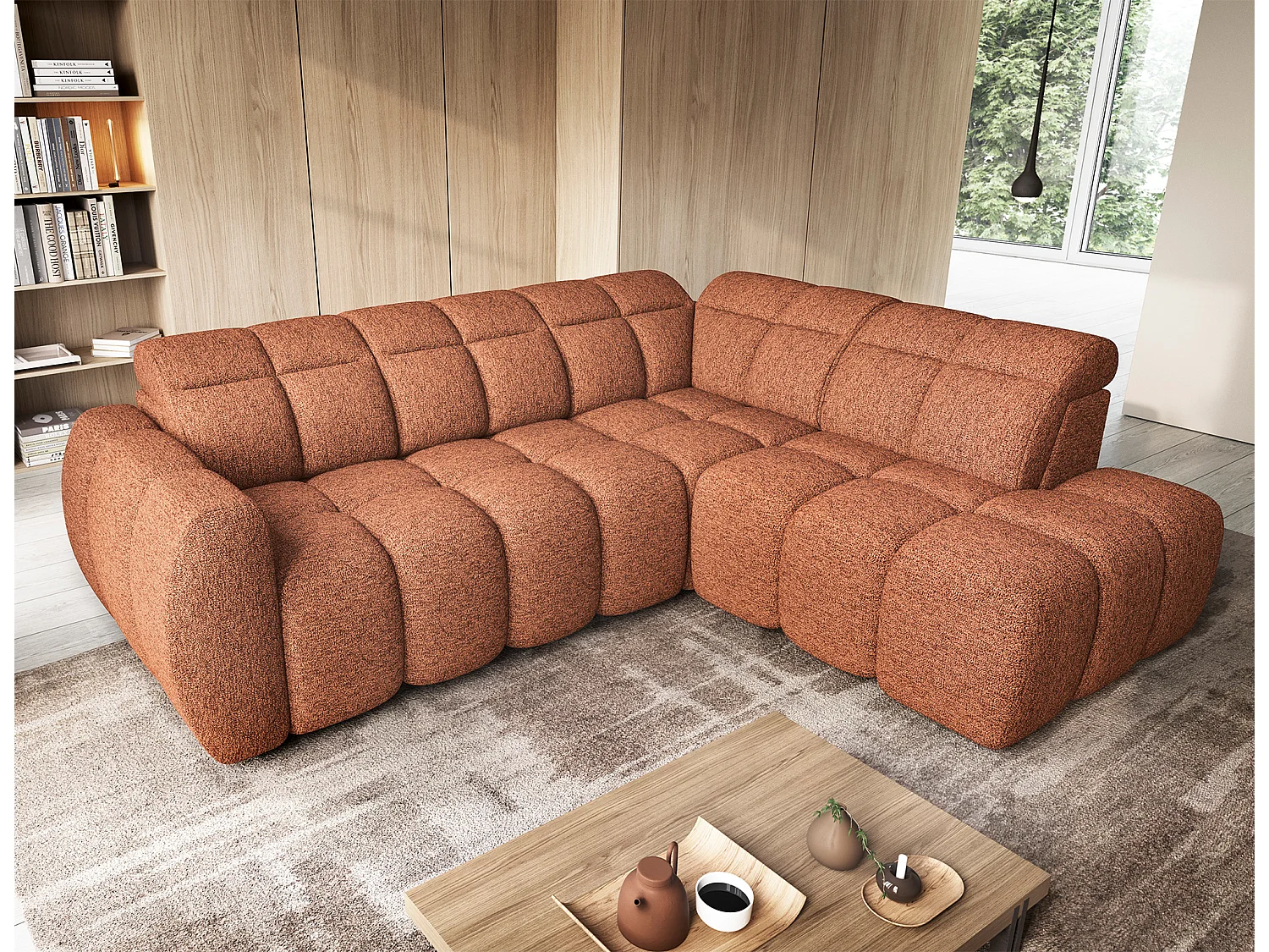 Ecksofa Vineam R/Stoffbezug/Bordeaux