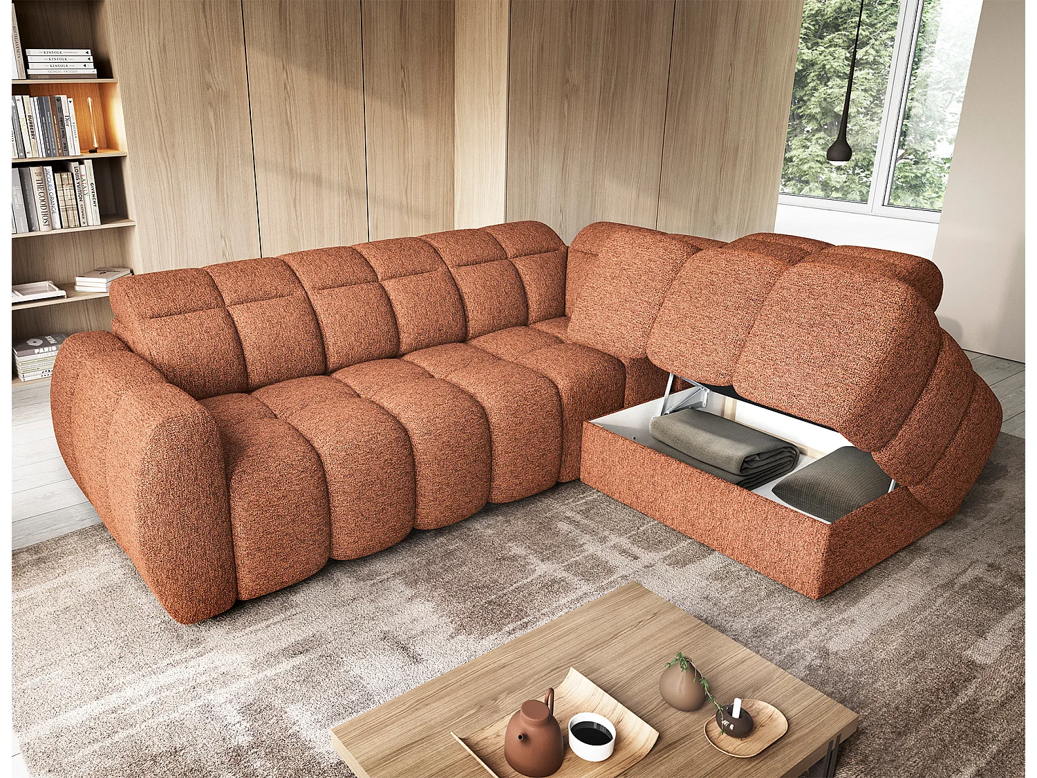 Ecksofa Vineam R/Stoffbezug/Bordeaux