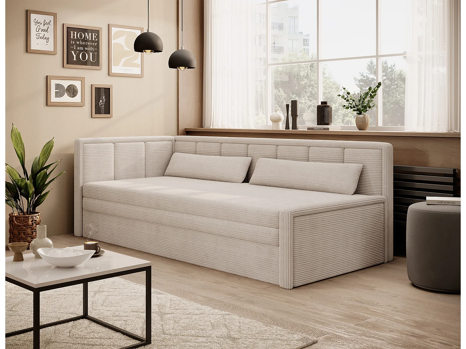 3 personnes Canapé Fulgeo L/Tissu/Beige