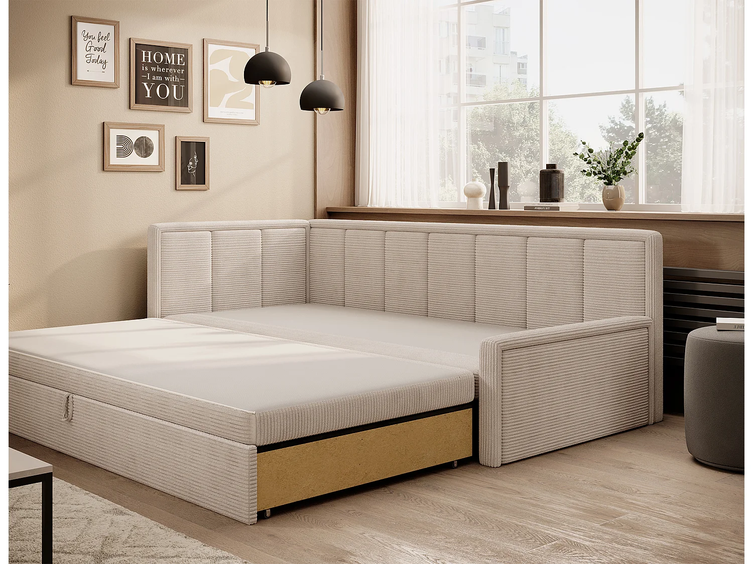 3 personnes Canapé Fulgeo L/Tissu/Beige
