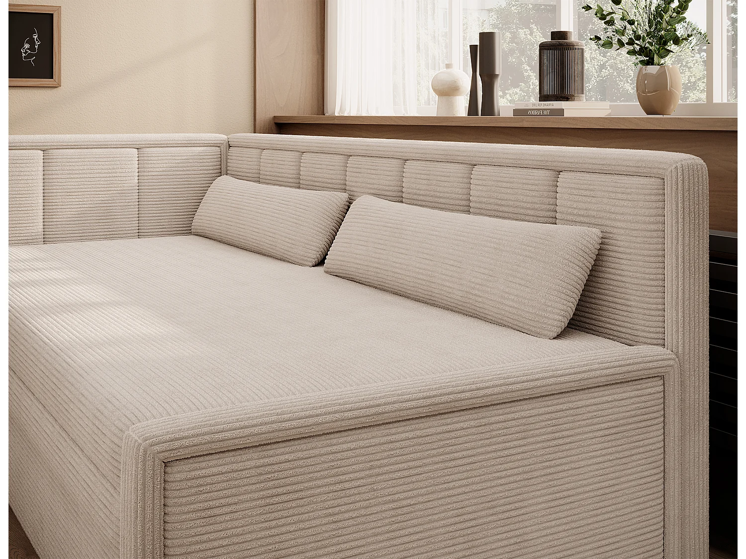 3 personnes Canapé Fulgeo L/Tissu/Beige