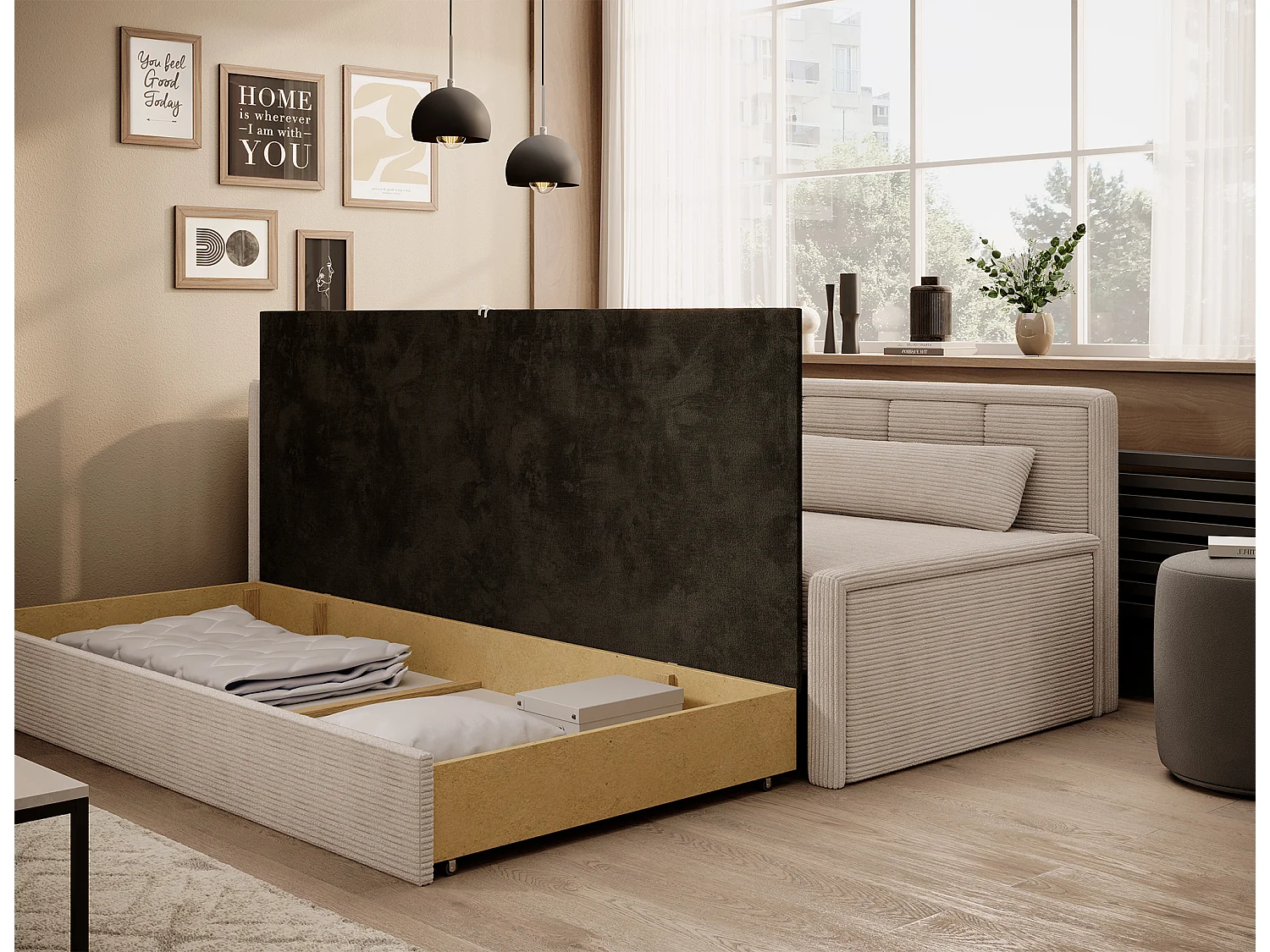 3 personnes Canapé Fulgeo L/Tissu/Beige