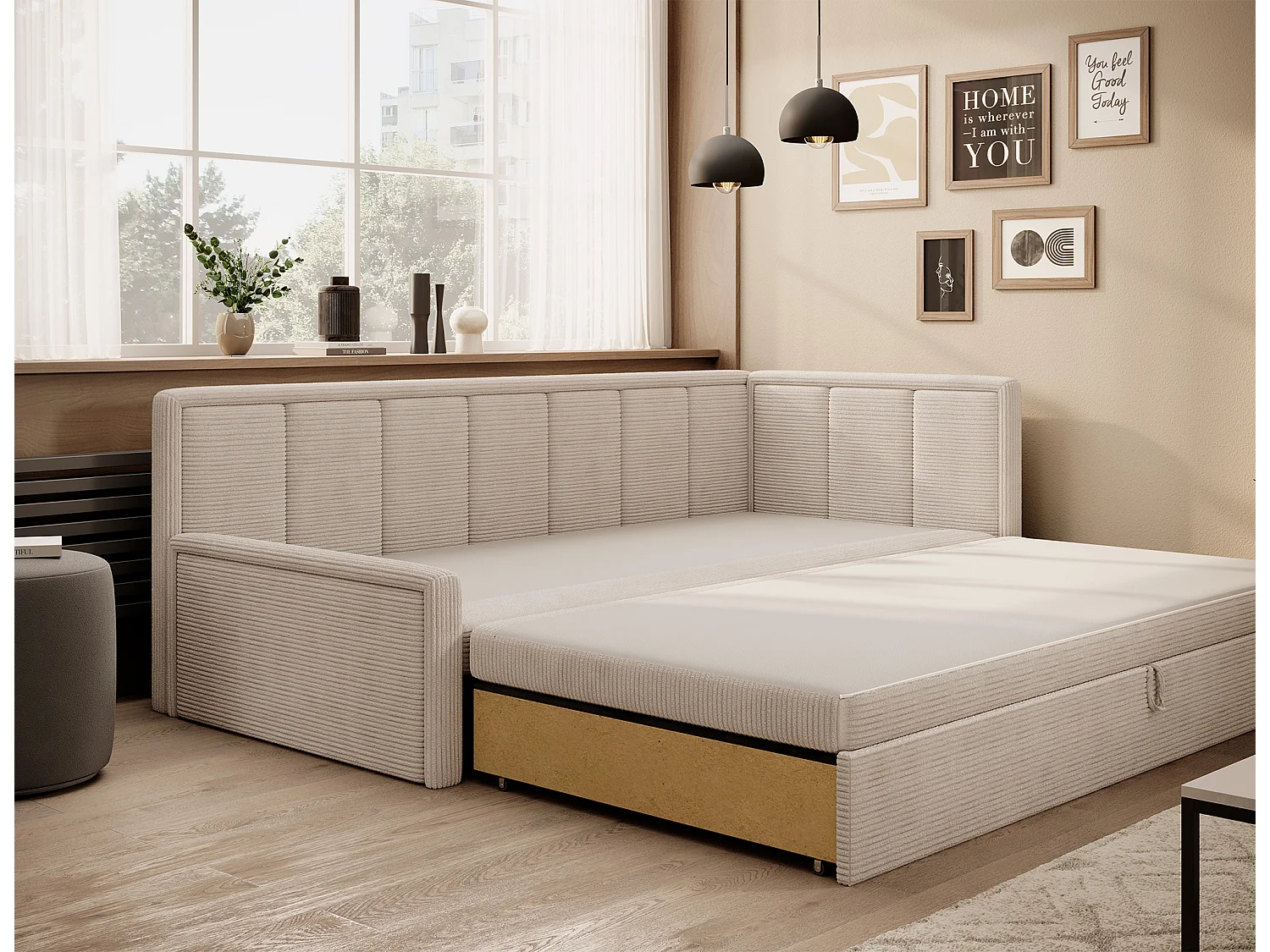 3 Pers. Couch Fulgeo R/Stoffbezug-Bouclé/Beige