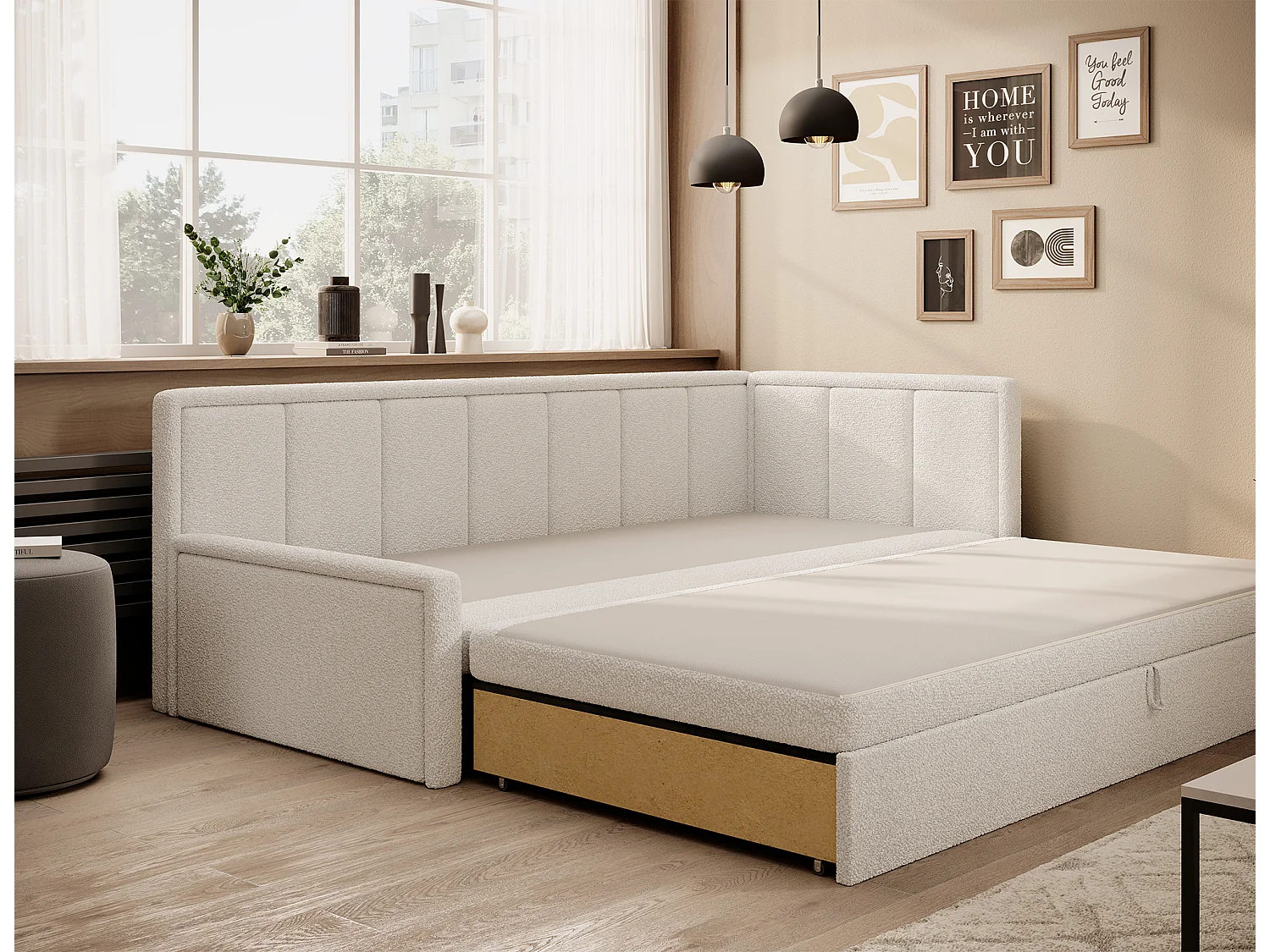 3 Pers. Canapé Fulgeo R/Tissu-Bouclé/Beige