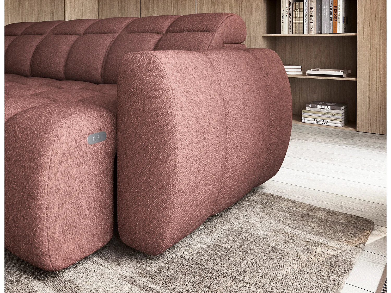 Divano d'angolo Vineam L/Tessuto/Bordeaux