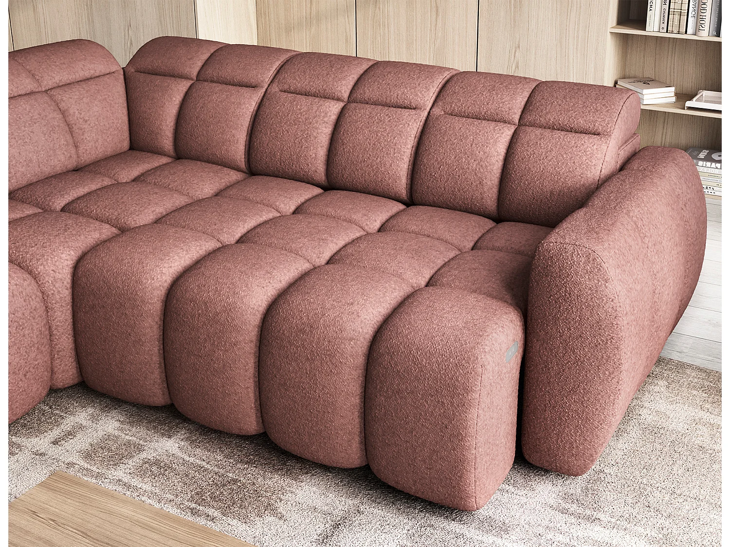 Divano d'angolo Vineam L/Tessuto/Bordeaux