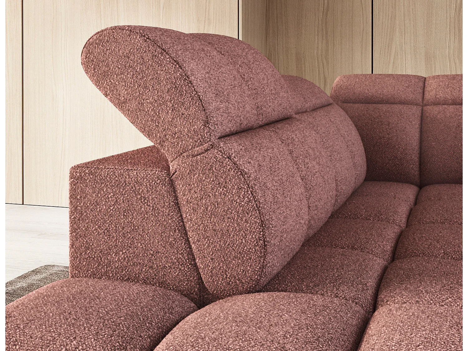 Divano d'angolo Vineam L/Tessuto/Bordeaux