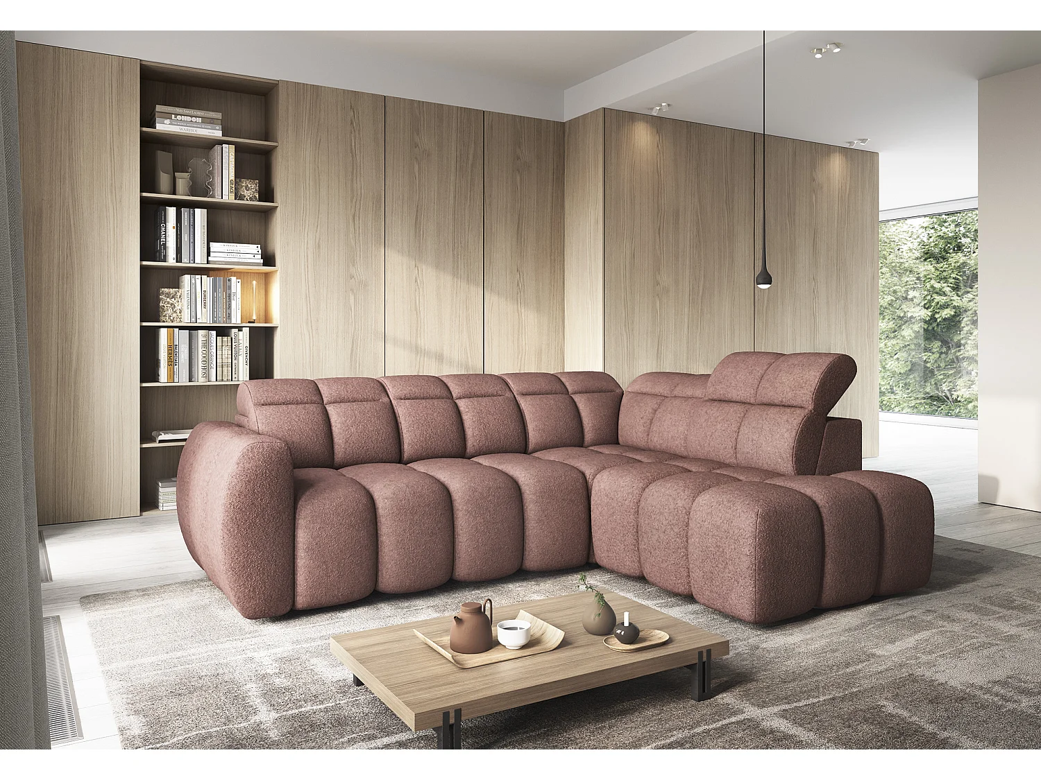 Canapé Corner Vineam R/Tissu/Bordeaux