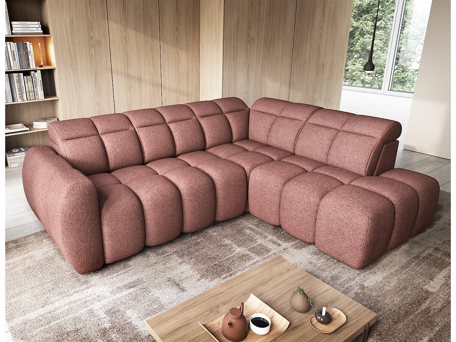 Canapé Corner Vineam R/Tissu/Bordeaux