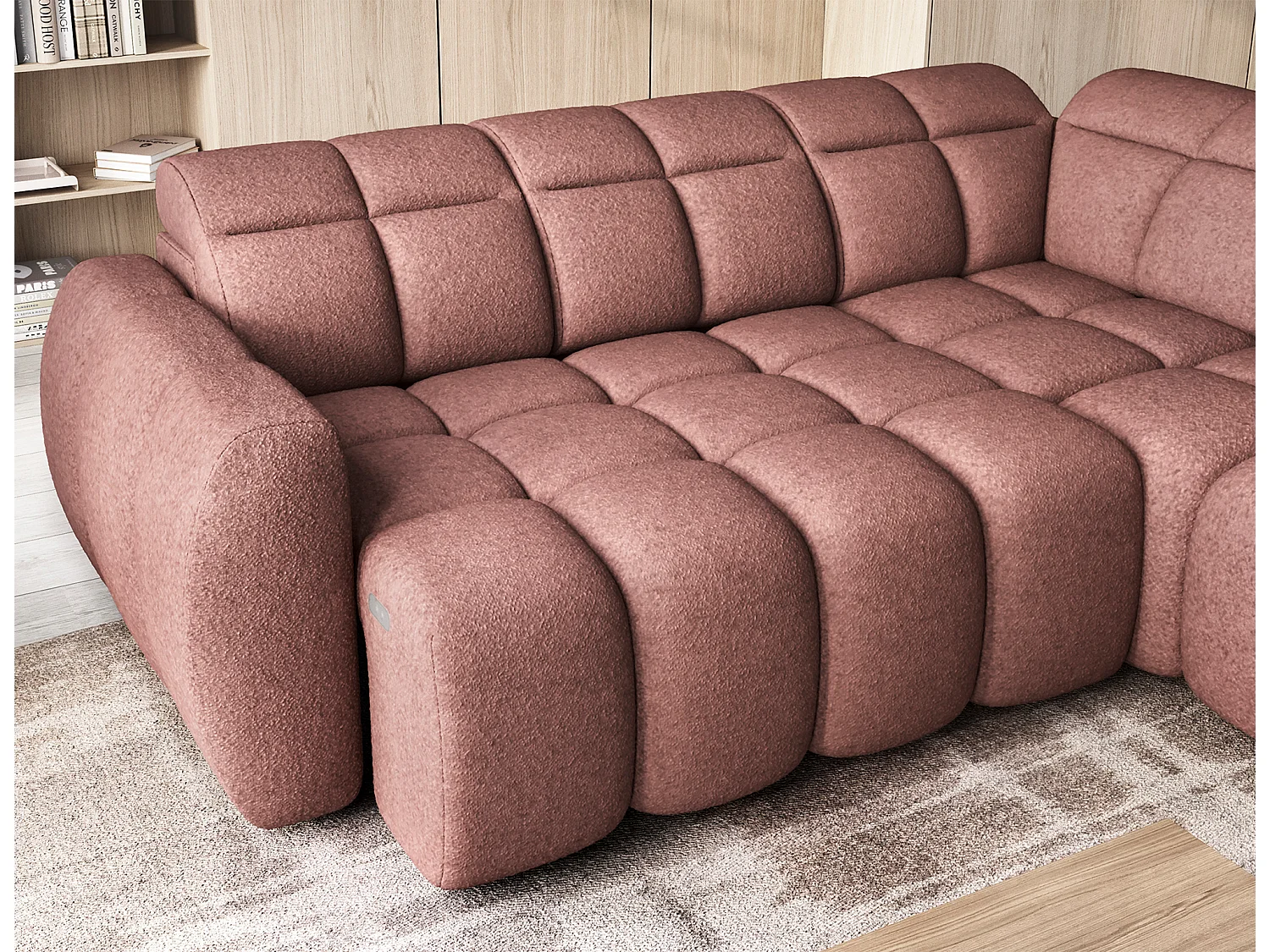 Canapé Corner Vineam R/Tissu/Bordeaux