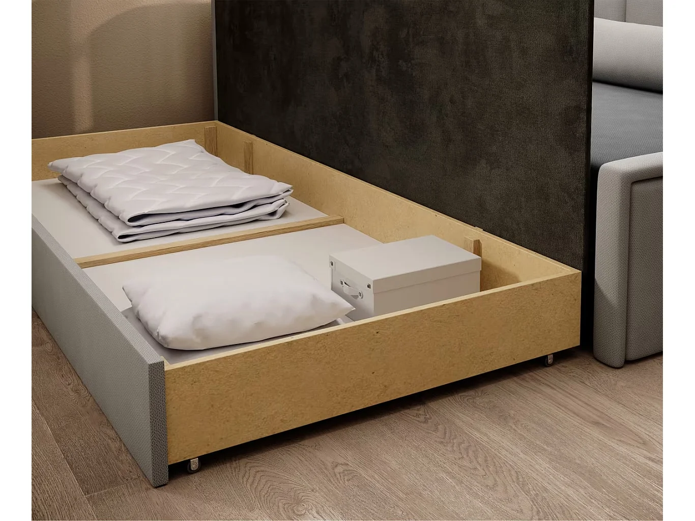 Canapé Fulgeo L/Tissu/Beige&Gris