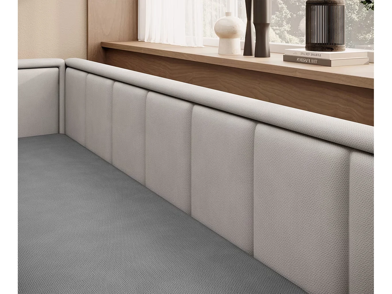 Canapé Fulgeo L/Tissu/Beige&Gris