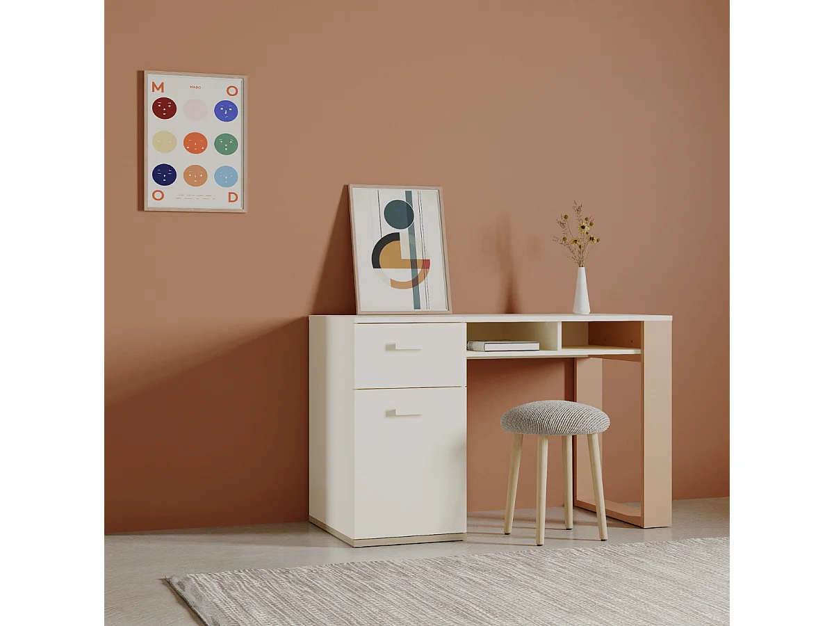 Bureau met 1 deur, 1 lade en 2 open vakken L120 cm - CAMILLIA