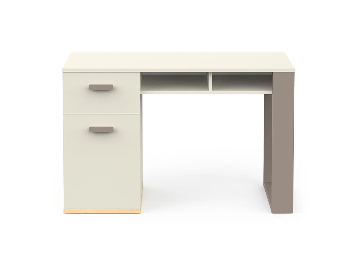 Biurko z 1 drzwiczkami, 1 szufladą i 2 wnękami L120 cm - CAMILLIA
