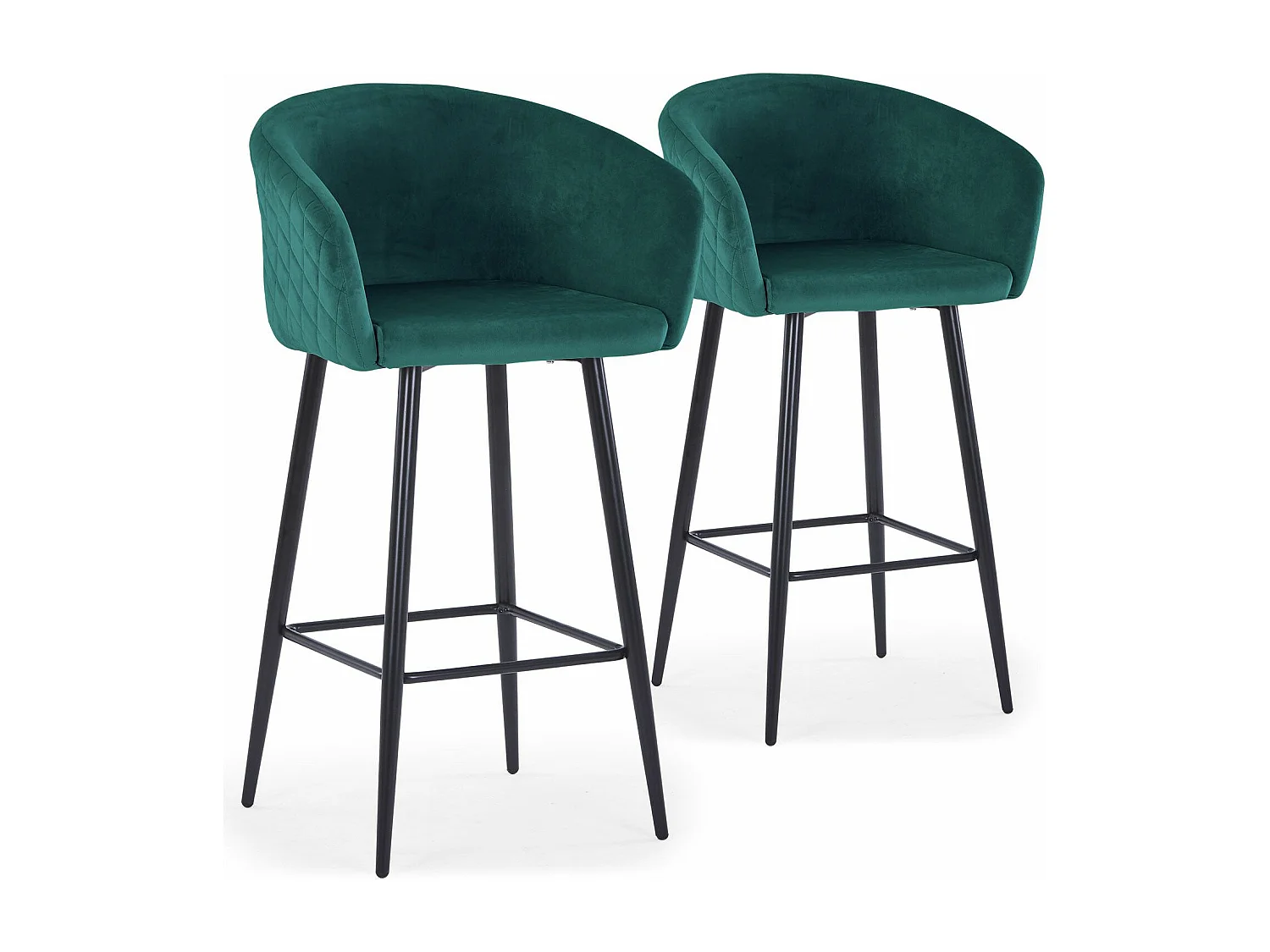 Lot de 2 chaises de bar Bobby Velours Vert