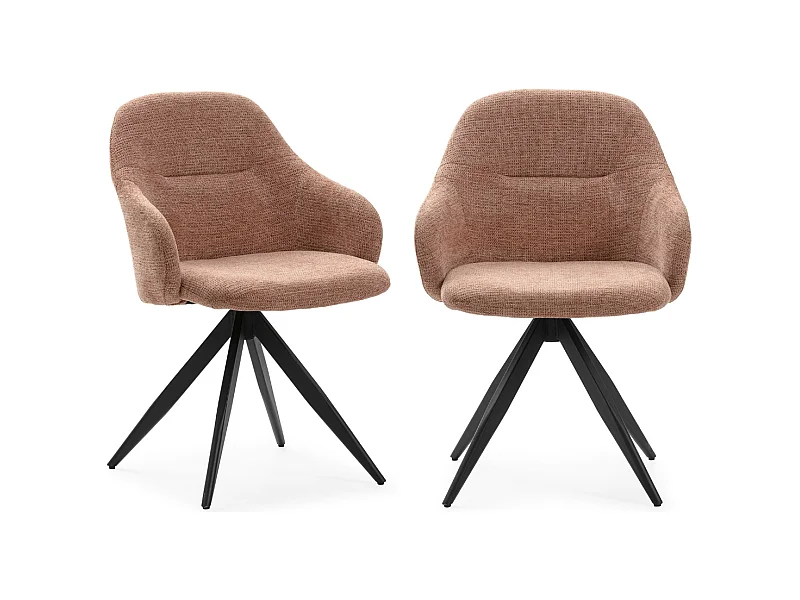Set aus 2 drehbaren Sesseln aus Stoff mit schwarzen Metallbeinen - TAMARA