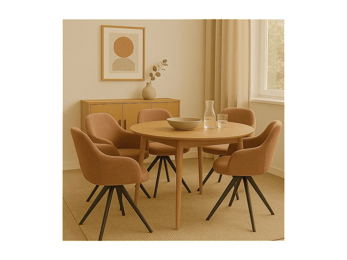 Lot de 2 fauteuils pivotants en tissu avec pieds en métal noir - TAMARA