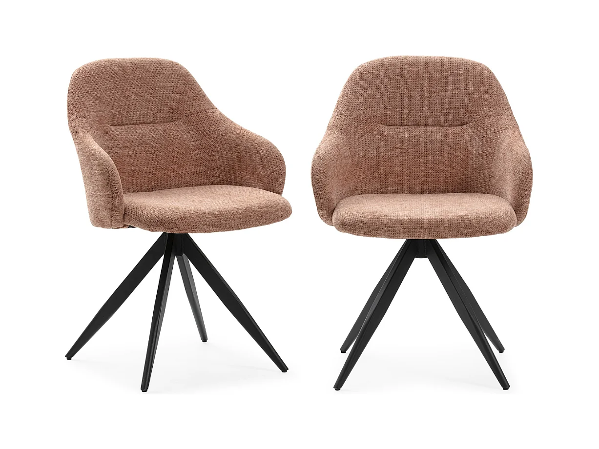 Lot de 2 fauteuils pivotants en tissu avec pieds en métal noir - TAMARA