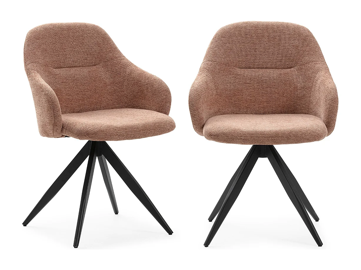 Lot de 2 fauteuils pivotants en tissu avec pieds en métal noir - TAMARA