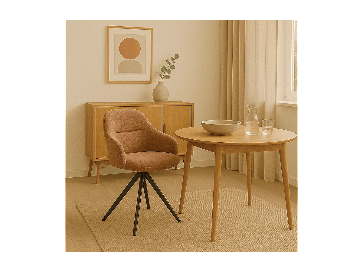 Lot de 2 fauteuils pivotants en tissu avec pieds en métal noir - TAMARA