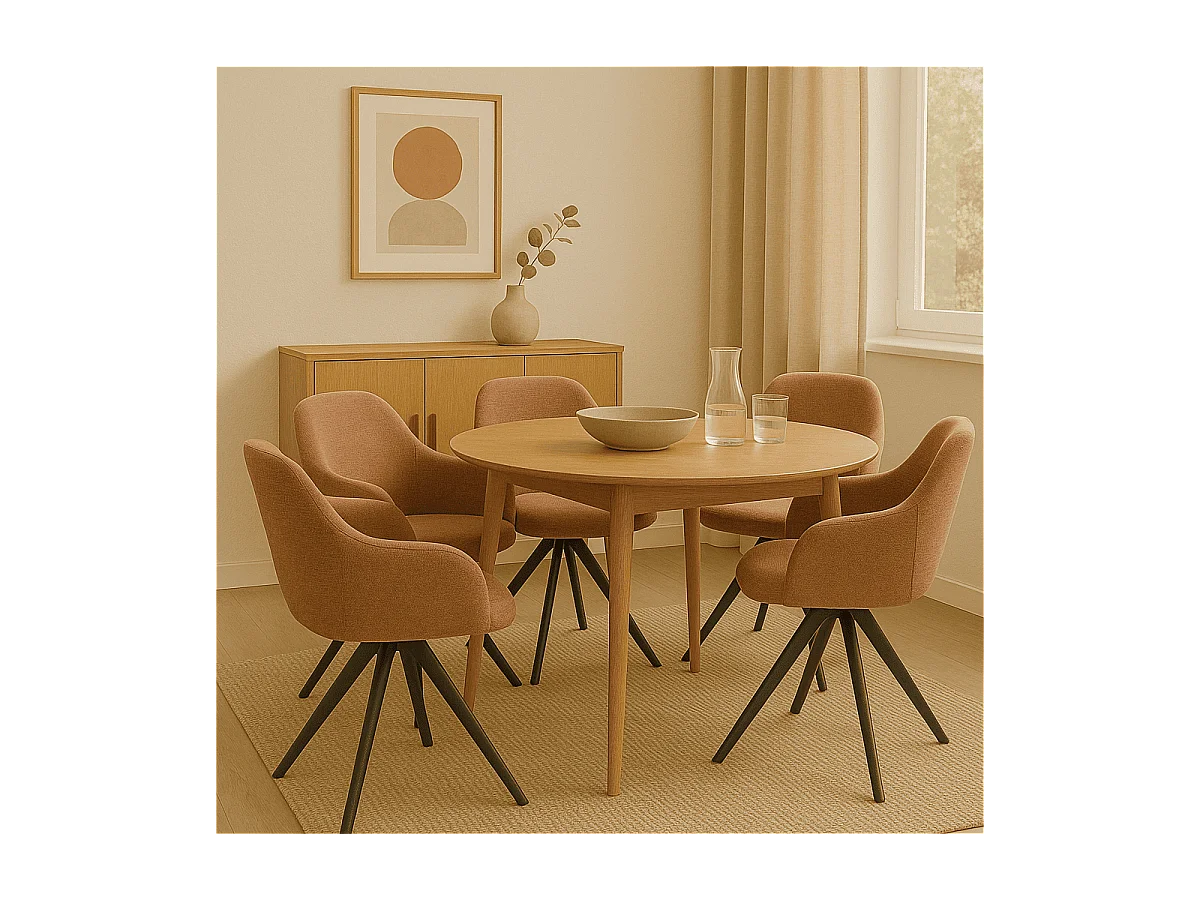 Set di 2 poltrone girevoli in tessuto con gambe in metallo nero - TAMARA