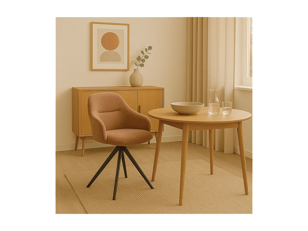 Set di 2 poltrone girevoli in tessuto con gambe in metallo nero - TAMARA